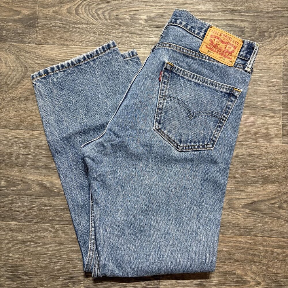 Levis 505 Mens Straight Leg Jeans W34 L30 Medium Wash Denim Regular Fit